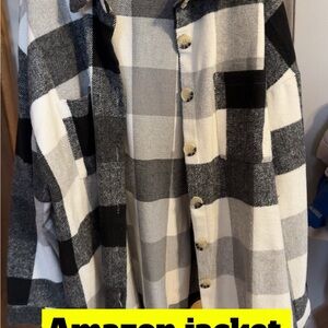 Amazon Black and White Plaid Jacket
